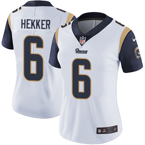 Nike Rams #6 Johnny Hekker White Women's Stitched NFL Vapor Untouchable Limited Jersey